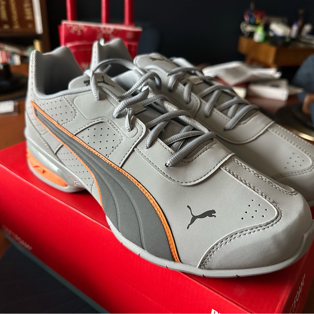 Puma Tazon 7 Evo Men's Gray and Orange Sneakers